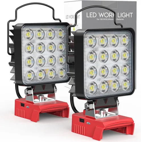 Vista 12 de MtiolHig Luz de trabajo LED inalámbrica compatible con batería Milwaukee de 18 V - Luz de construcción de inundación portátil de emergencia