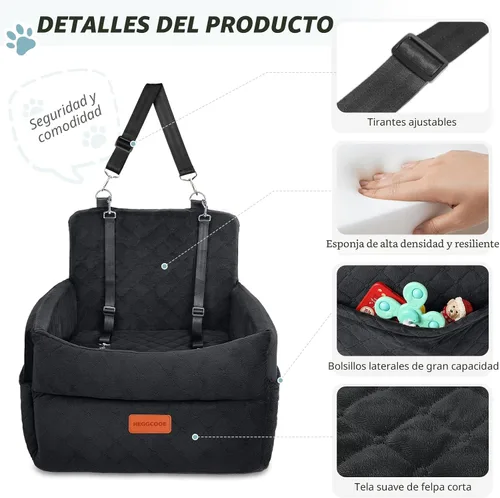 Vista 3 de HEGGCOOE Asiento de automóvil para perros pequeños, asientos elevadores de espuma viscoelástica con cojín grueso para perros medianos de menos de 35