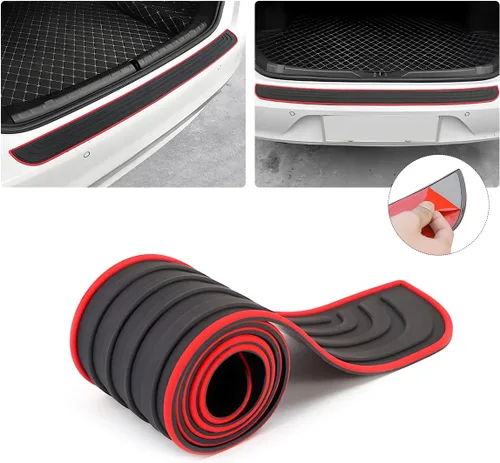 Vista 17 de Protector de parachoques trasero de automóvil, tira de goma antiarañazos para la mayoría de automóviles y SUV trunk-door entry coverage, abrasion