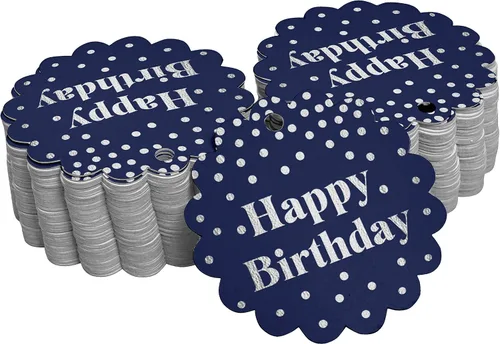 Vista 52 de Etiquetas de papel para colgar con texto en inglés «Happy Birthday» (50 unidades)