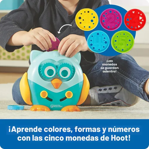 Vista 5 de Learning Resources Hoot the Fine Motor Owl - 6 piezas, a partir de 18 meses, juguetes para niños pequeños, motricidad fina y sensorial para niños
