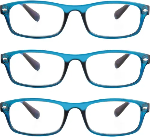Vista 7 de Paquete de 3 gafas de lectura rectangulares con marco de plástico con bloqueo de luz azul y anti rayos UV