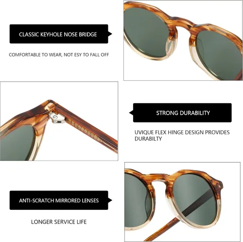 Vista 73 de ZENOTTIC Gafas de sol polarizadas redondas vintage para hombres y mujeres con protección UV400