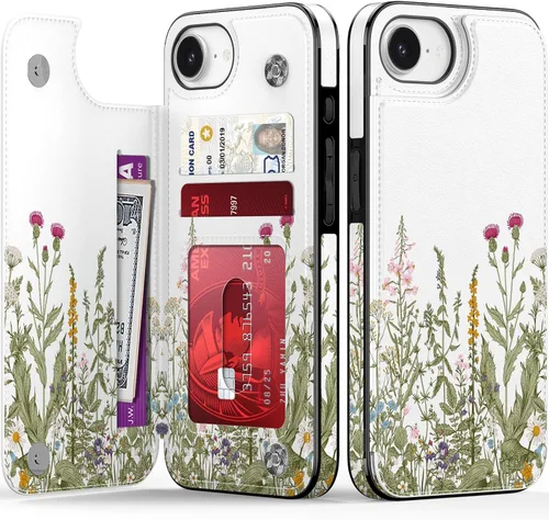 Vista 397 de LETO para iPhone 15 Pro Funda tipo cartera - Tapa tipo folio con patada - Diseños de moda - Tarjetero - Funda protectora para mujeres y niñas - 6.1