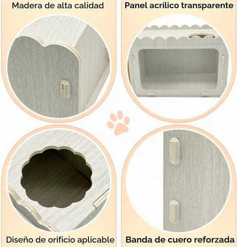 Vista 4 de Fhiny Cámara de madera para escondite de hámster con escalera de escalada, caja de excavación de hámster visible con tablero acrílico transparente