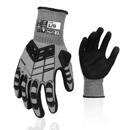 Vista 8 de Guantes de trabajo de seguridad Graloky, guantes de impacto para hombres y mujeres, guantes resistentes a cortes antideslizantes de trabajo pesado