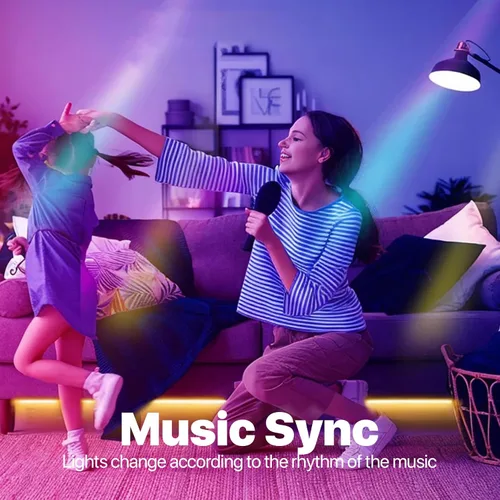 Vista 9 de ORALUCE Bombilla inteligente compatible con Alexa y Google Home, bombilla LED A19 E26 equivalente a 60 W, WiFi de 2.4 GHz y Bluetooth que cambia