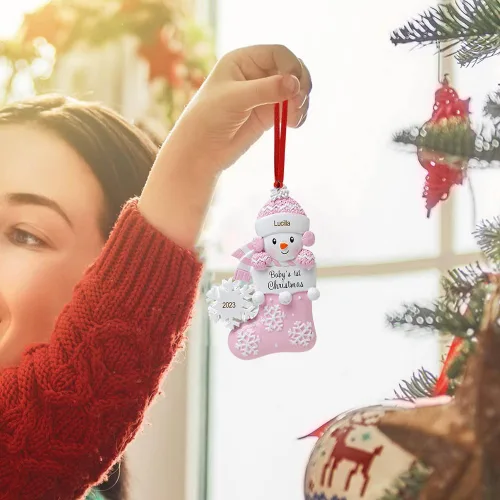 Vista 4 de Adornos de Navidad personalizados, nombres de familia, decoración de Navidad, decoración colgante de árbol, adorno de bendición de Feliz Navidad
