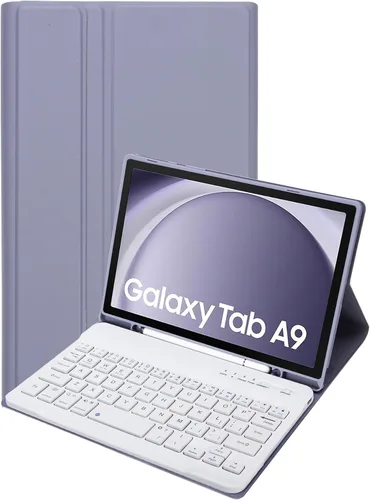Vista 5 de Funda de teclado para Samsung Galaxy Tab A9 de 8.7 pulgadas 2023, teclado desmontable con soporte para lápiz, funda protectora para tablet Tab A9