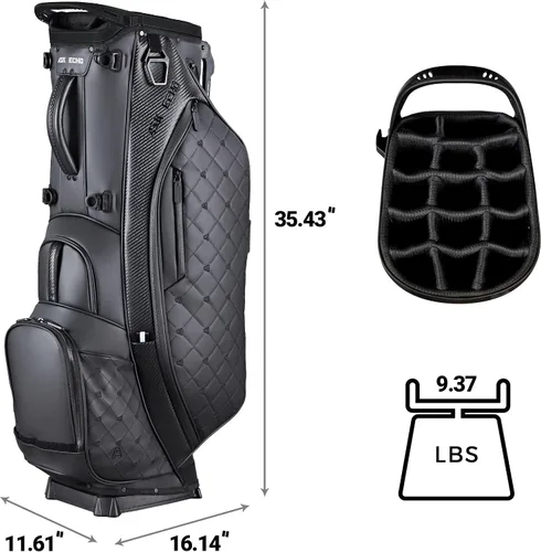 Vista 9 de ASK ECHO Prestige Full-Length Hybrid Stand Bag – Premium Leather Negro