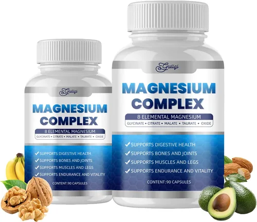 Vista 5 de Complejo de magnesio 8 Suplemento elemental de magnesio 1000 mg, glicinato de magnesio, apoyo para dormir, músculo, huesos, calambres y energía