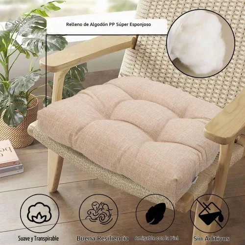 Vista 6 de Magpie Fabrics Juego de 2 cojines de asiento capitoné para exteriores e interiores con lazos, 19 x 19 pulgadas, impermeables, para silla de patio