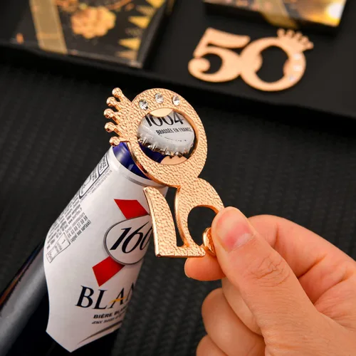 Vista 4 de 50 paquetes de 50 abrebotellas para fiestas de cumpleaños número 50, regalos o recuerdos para invitados, 50 aniversario de boda, fiesta temática