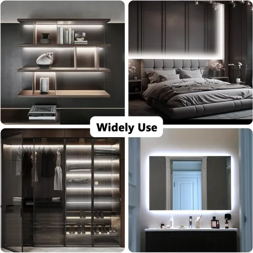 Vista 5 de dalattin Tira de luces LED blancas regulables de 50 pies, súper brillante de 24 V, 6500 K, 900 luces LED para dormitorios, espejos, cocina