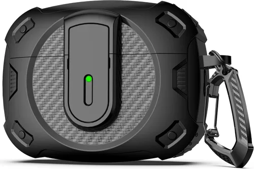 Vista 19 de RFUNGUANGO Funda para AirPod de 2ª generación con kit de limpieza, armadura protectora de carcasa dura militar con bloqueo para funda de carga