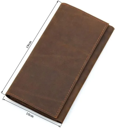 Vista 2 de CZDYUF - Cartera larga para hombre, para pasaporte, de cuero, tarjetero para teléfono celular, cartera