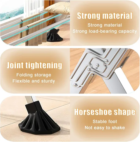 Vista 6 de Estante de secado de ropa plegable de acero inoxidable resistente - Soporte ajustable para ropa interior y exterior - Estante de secado de gran