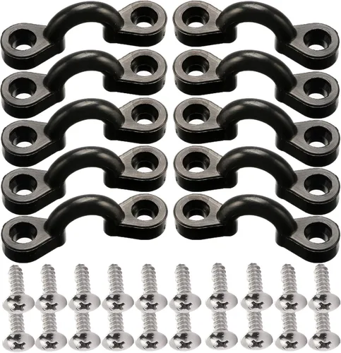 Vista 9 de Kit de almohadillas para kayak, 10 trabillas elásticas de nailon para cubierta con 20 tornillos para lancha, kit de aparejo de cubierta de kayak