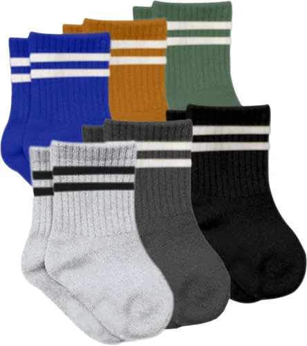 Vista 4 de Calcetines tobilleros con agarre para bebé, 6 pares, calcetines de algodón orgánico para recién nacidos, calcetines de tobillo para niños y niñas