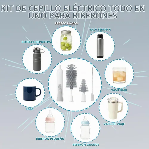 Vista 4 de Limpiador de cepillo eléctrico portátil con caja de almacenamiento, kit 4 Gris
