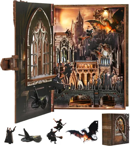 Vista 26 de CCCDF - Kit de rincón de libros, casa de muñecas en miniatura para biblioteca, kit de libro para adultos y adolescentes, decoración de estantería