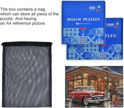 Vista 7 de Christmas Truck Jigsaw Puzzles 500 Pieces for Adults with Mesh Storage Bag 2012104
