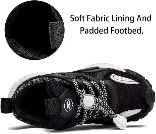 Vista 4 de HOBIBEAR Tenis deportivos para correr para niños y niñas, con velcro, ligeros y transpirables (niños pequeñosniños grandes)