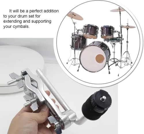 Vista 5 de CashBeat Abrazadera de soporte para platillo con brazo de pluma, montaje de extensión de juego de batería para instrumentos de percusión, accesorio