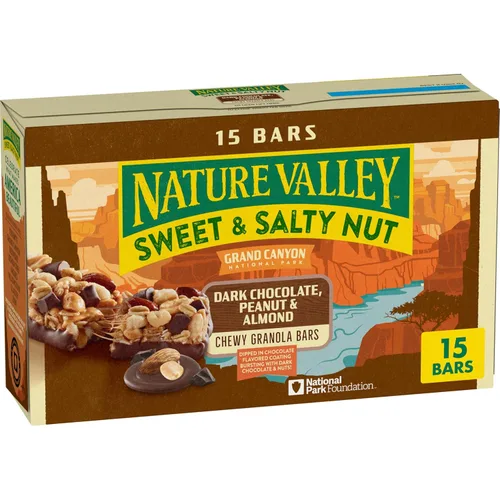 Vista 16 de Nature Valley Barras de granola de nueces dulces y saladas, almendra, 15 barras, 18 onzas