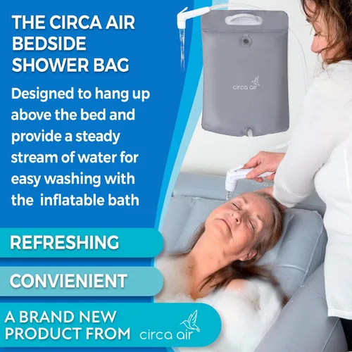 Vista 3 de Circa Air Bañeras Portátiles para Adultos – Bañera Inflable con Bolsa de Ducha de Cabecera y Bomba Eléctrica, Lavado de Cuerpo Completo en la Cama
