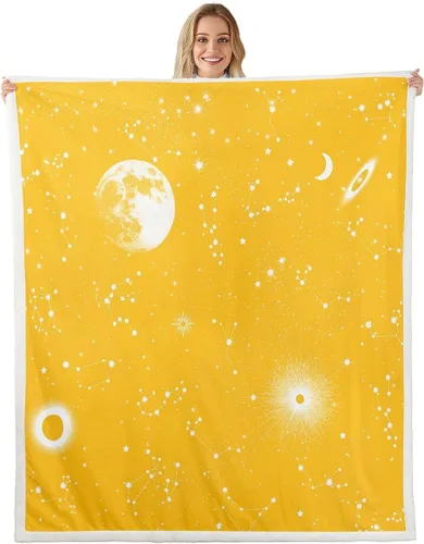 Vista 8 de Erosebridal Galaxy Fleece Blanket 40x50 Constellation Fuzzy Plush Throw for Sofa Couch Black Nebula Stars Sherpa Blanket Outer Space Starry Sky