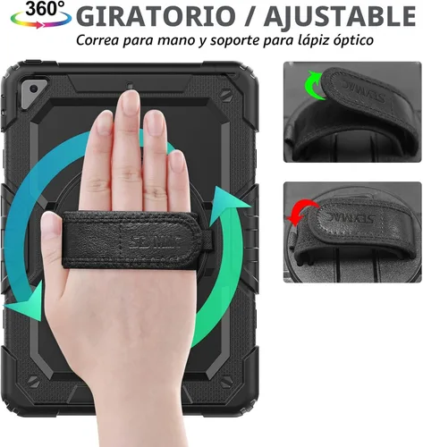 Vista 2 de SEYMAC stock Funda para iPad de 9ª/8ª/7ª generación de 10.2", a prueba de golpes con protector de pantalla, soporte para lápiz
