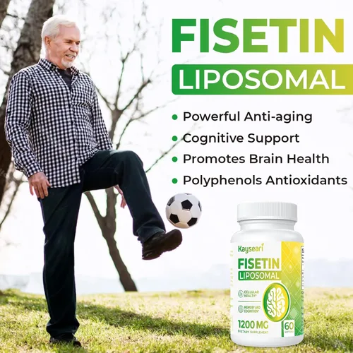 Vista 6 de Fisetin 1200mg Fisetin Liposomal Suplementos 98% Pure Fisetin Polifenoles Antioxidantes Inmunidad Salud Envejecimiento Apoyo cognitivo Sin OGM 60