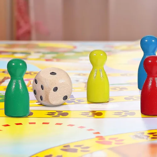 Vista 9 de Juego de 50 peones de madera con 2 dados