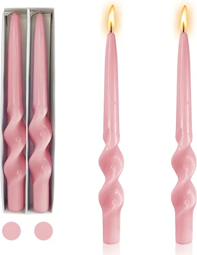 Vista 15 de Candelabros en espiral verde y velas cónicas verdes - Gedengni 7.5 pulgadas Velas cónicas cortas y encantadoras con diseño retorcido, velas sin