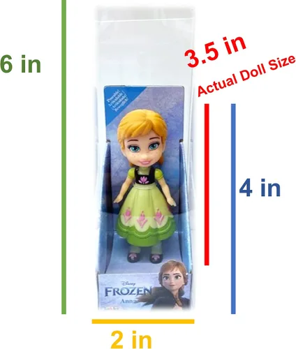 Vista 3 de Amarina Empaquetado en caja transparente para regalo, mini muñeca de 3.5 pulgadas, a elegir entre los 14 personajes de Frozen de estilo (Anna Green)