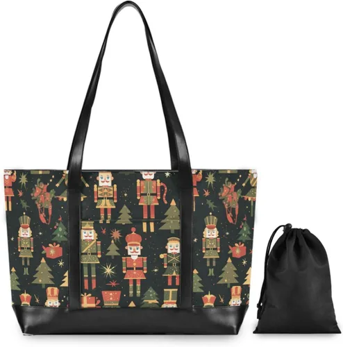 Vista 2 de Feliz Navidad Negro Cascanueces Soldados bolso moderno para portátil con cremallera 14 pulgadas bolso de mano para profesor con gimnasio maletin