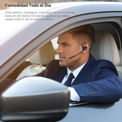 Vista 3 de Gixxted Auriculares de oreja abierta con micrófono, auriculares Bluetooth con micrófono, conexión dual Bluetooth 5.3 con micrófono de cancelación