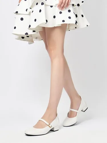 Vista 2 de hingswink Mary Jane Zapatos de tacón bajo para mujer, zapatos de vestir para mujer, tacón bajo de 2 pulgadas, tacón grueso Mary Janes con correa