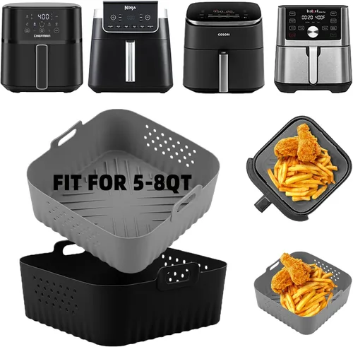 Vista 13 de LYHOLKEER Forros de silicona para freidora de aire Chefman de 6 cuartos de galón, Instant Pot Vortex Plus 6QT XL, 1 cesta cuadrada de silicona