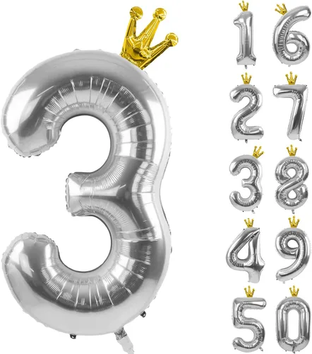 Vista 124 de Globos gigantes de helio de aluminio de 40 pulgadas, color negro, globos digitales grandes del número 0 para decoración de fiesta de cumpleaños