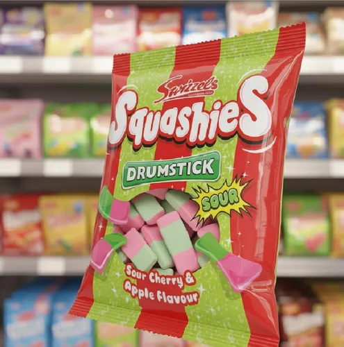 Vista 6 de Swizzels Drumstick Squashies sabor a cereza agria y manzana, 4.23 oz
