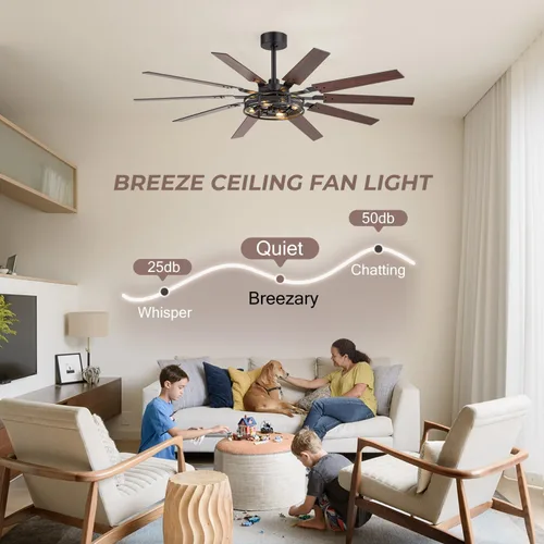 Vista 3 de Ventiladores de techo estilo granja de 60 pulgadas con luces rústicas, ventiladores de techo con jaula con control remoto, ventilador de techo
