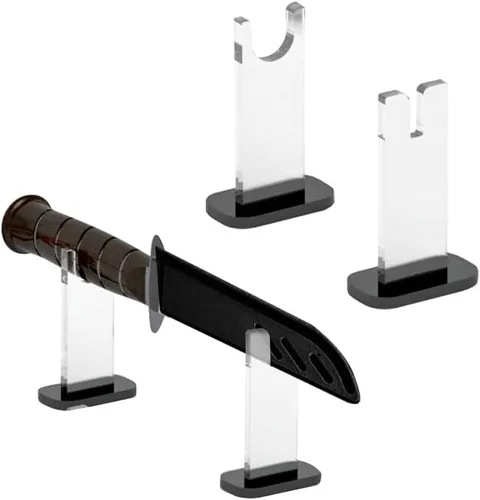 Vista 11 de Soporte de exhibición de 2 piezas para cuchillo, soporte de acrílico para cuchillos de colección, soporte de exhibición de cuchillos de escritorio