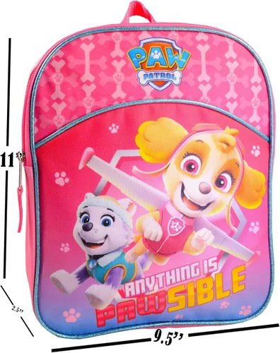 Vista 2 de Mochila de la Patrulla Canina para niñas Premium 11" Skye Paw Patrol Mini bolsa escolar para niños con pegatinas de bonificación y tatuajes