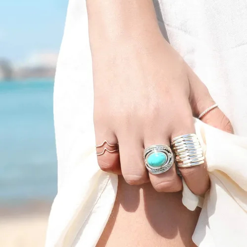 Vista 5 de Boho-Magic Anillos de plata de ley 925 para mujer, anillo ancho
