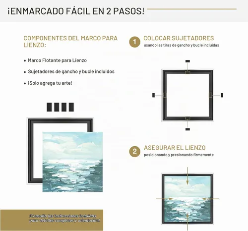 Vista 92 de MCS - Marco flotante de lona, 12 x 16, negro y dorado, paquete de 1