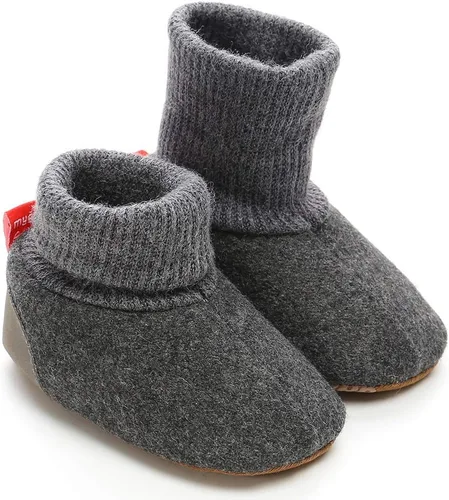 Vista 5 de KIDSUN Botines de vellón para bebés y niñas, calcetines suaves antideslizantes para invierno y Navidad