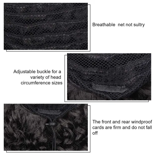 Vista 4 de Vigorous Extensión de Cola de Caballo con Cordón de 14 Pulgadas Afro Rizada Corta y Crespa para Mujeres Africanas Colas de Caballo Esponjosas