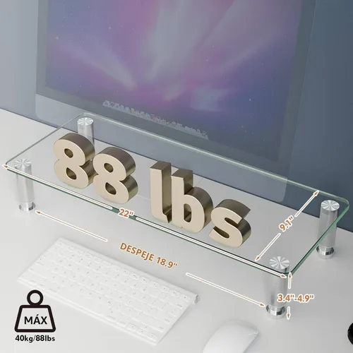 Vista 3 de Hemudu Elevador de monitor de computadora transparente con soporte de escritorio multimedia ajustable para pantalla plana LCD LED TV